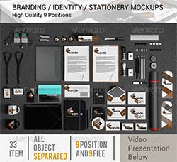 企业视觉形象识别系统(酷黑风格)：Branding Identity Stationery Mockups